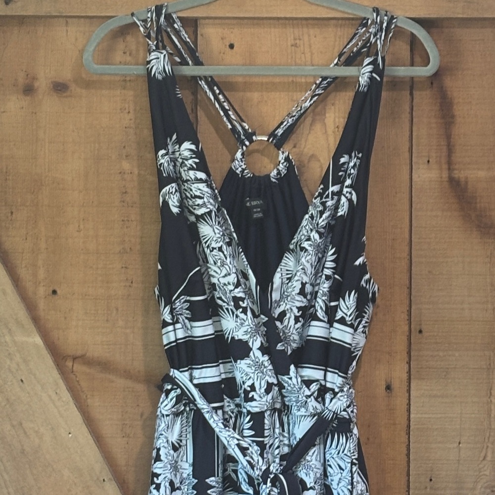 Lane Bryant Black & White Tropical-Print One-Piece